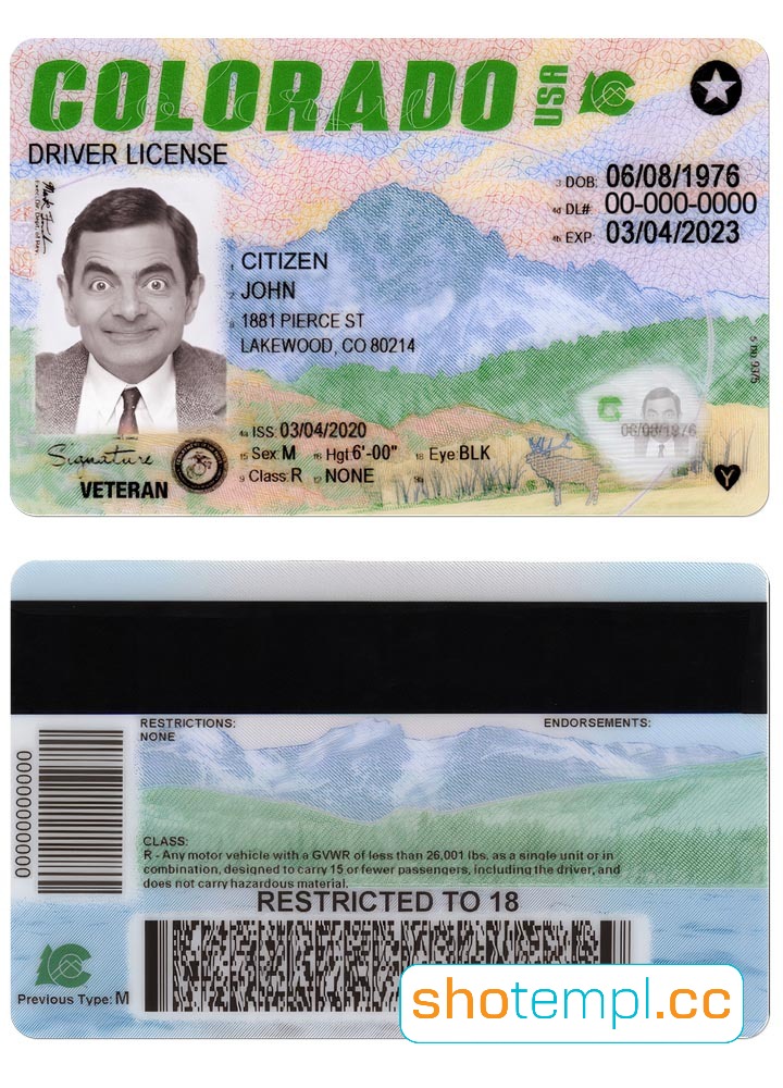 Colorado Driver License PSD Template V3